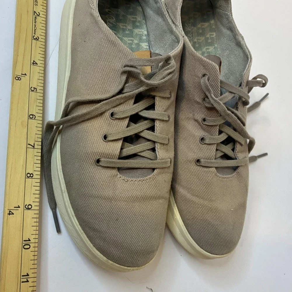 OluKai Ki'ihele Li Womens 9.5 Shoes Gray Tan Textile Lace Up Low Sneakers Casual